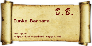 Dunka Barbara névjegykártya